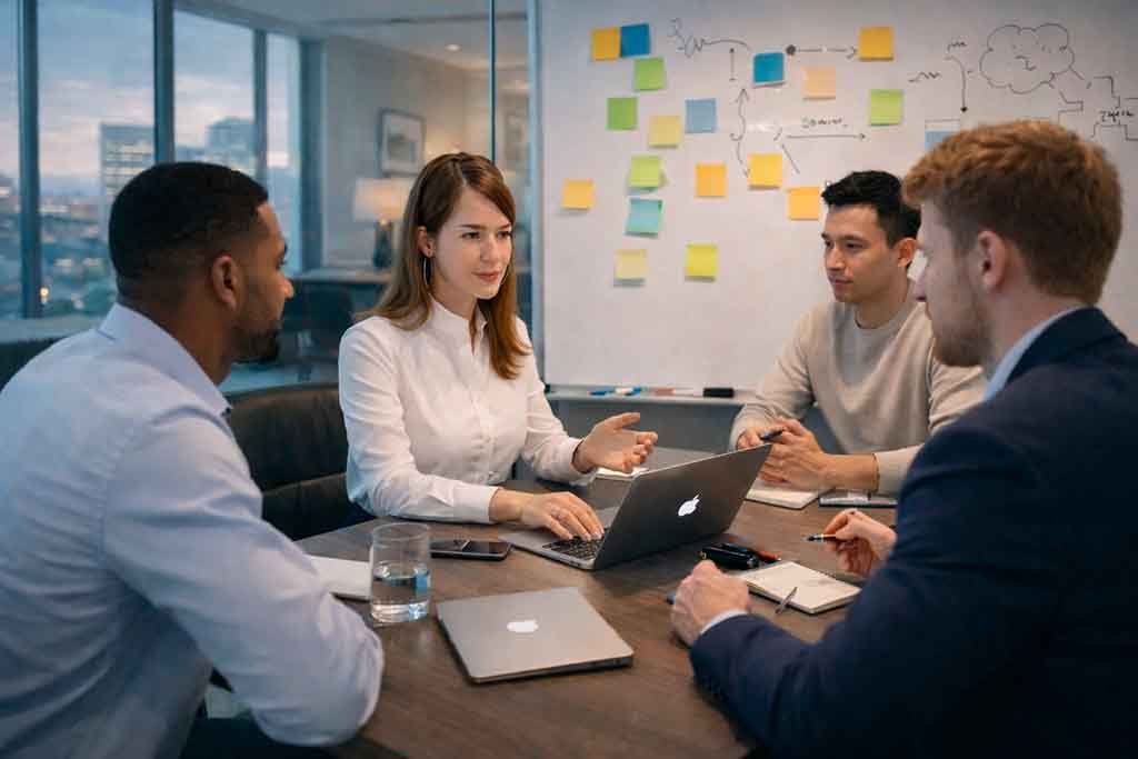 Net Clever Solutions creative professionals collaborating on visual marketing and design strategy for business growth