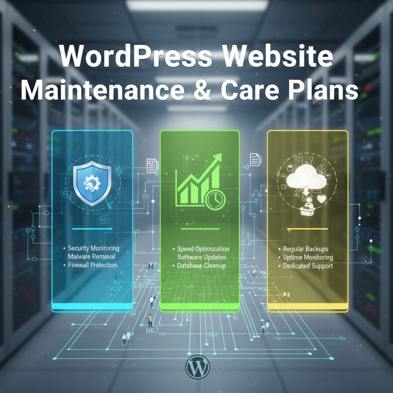 Website maintenance services for WordPress websites focused on security, performance, and long-term stability
